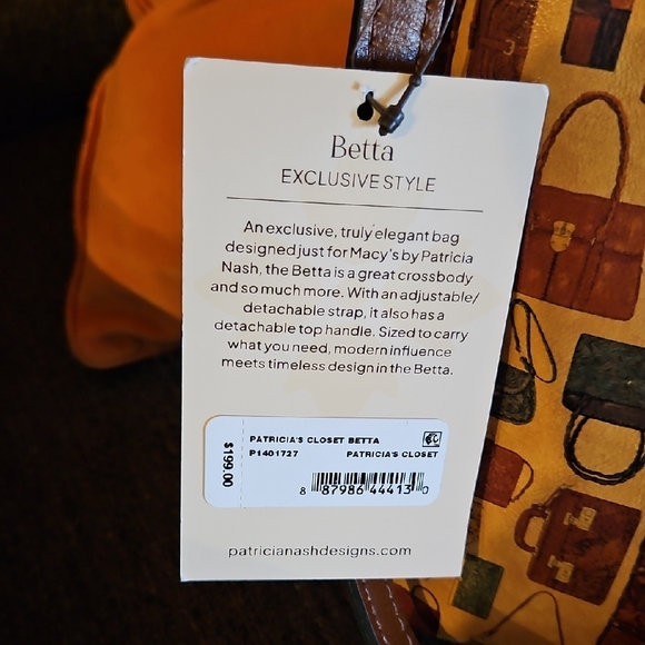 Patricia Nash Leather Multicolor Crossbody Bag With Playful Handbag Print. - Picture 12 of 16